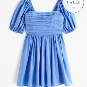 NWOT Abercrombie & Fitch Emerson Poplin Baby Blue Puffed Sleeve Dress Size M